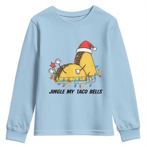 Funny Taco Christmas Youth Sweatshirt Jingle My Taco Bells TS14 Light Blue Print Your Wear