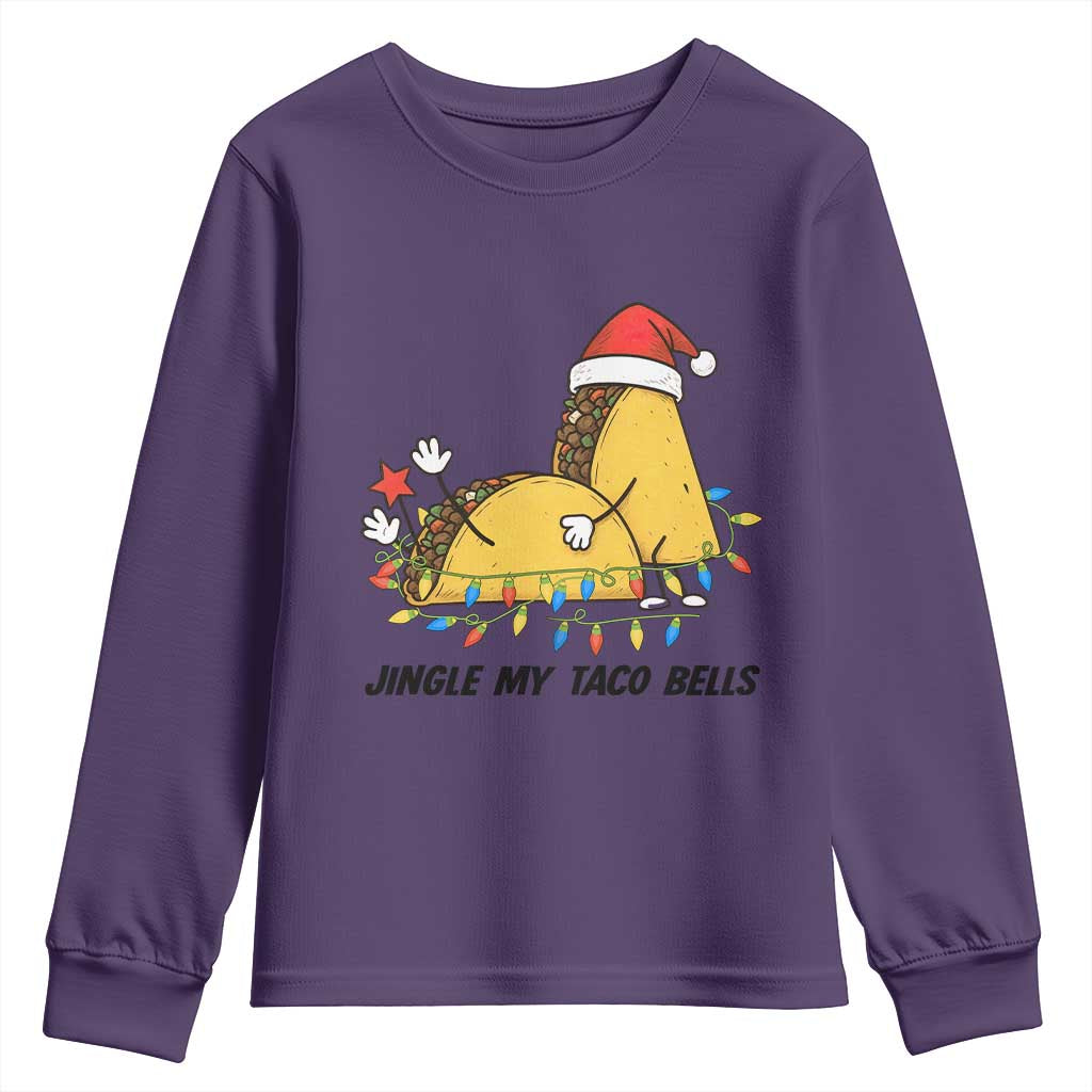Funny Taco Christmas Youth Sweatshirt Jingle My Taco Bells TS14 Purple Print Your Wear