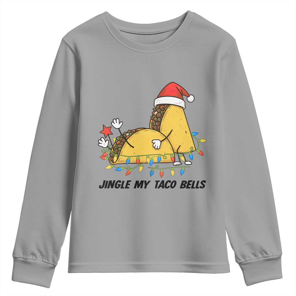 Funny Taco Christmas Youth Sweatshirt Jingle My Taco Bells TS14 Sport Gray Print Your Wear