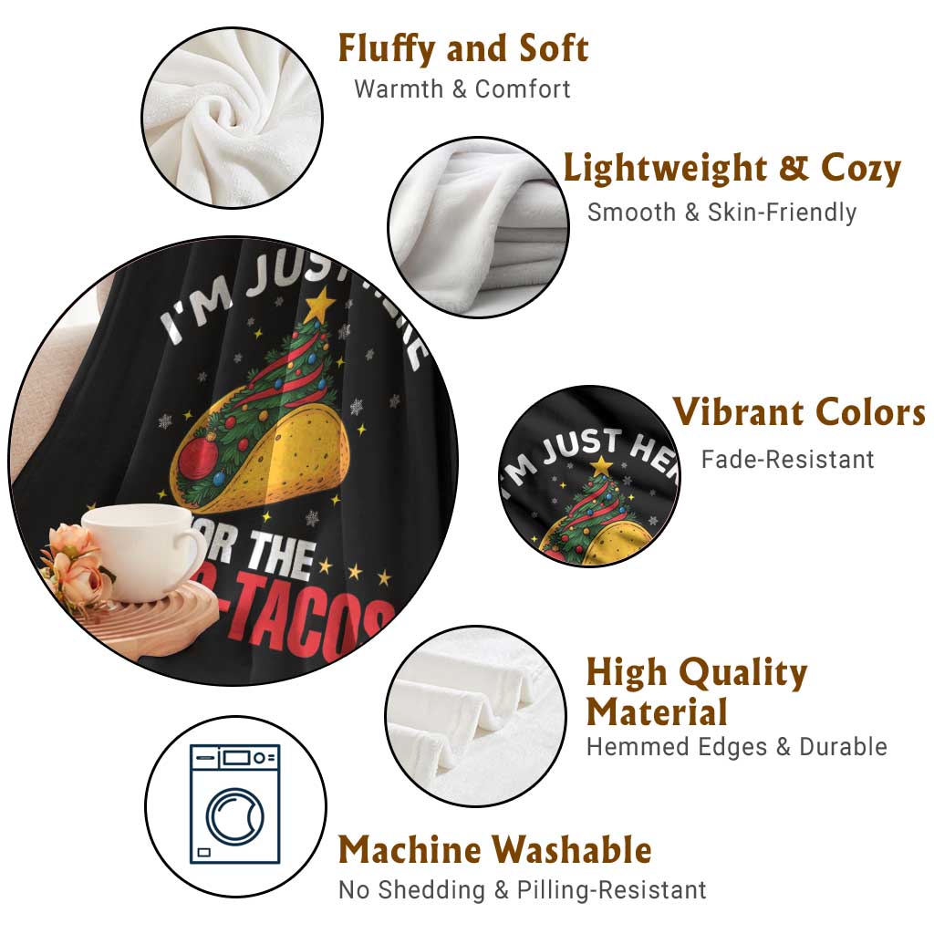 Funny Taco Christmas Throw Blanket I Am Just Here For The Ho Ho Tacos TS14 Print Your Wear