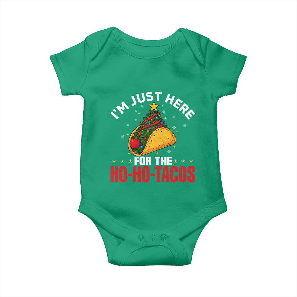 Funny Taco Christmas Baby Onesie I Am Just Here For The Ho Ho Tacos TS14 Irish Green Print Your Wear