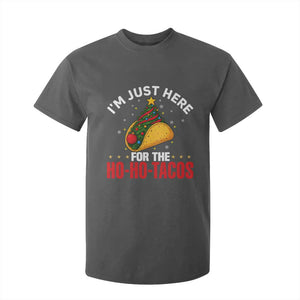 Funny Taco Christmas T Shirt For Kid I Am Just Here For The Ho Ho Tacos TS14 Dark Heather Print Your Wear