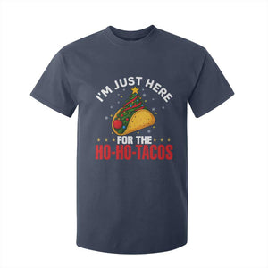 Funny Taco Christmas T Shirt For Kid I Am Just Here For The Ho Ho Tacos TS14 Navy Print Your Wear