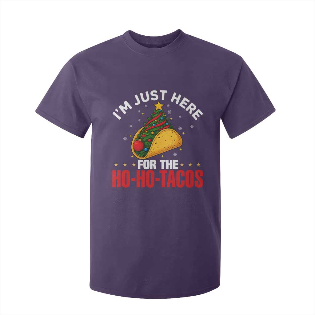 Funny Taco Christmas T Shirt For Kid I Am Just Here For The Ho Ho Tacos TS14 Purple Print Your Wear
