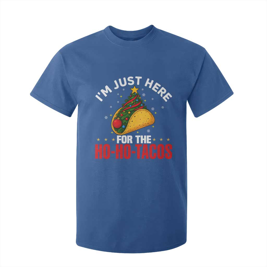 Funny Taco Christmas T Shirt For Kid I Am Just Here For The Ho Ho Tacos TS14 Royal Blue Print Your Wear