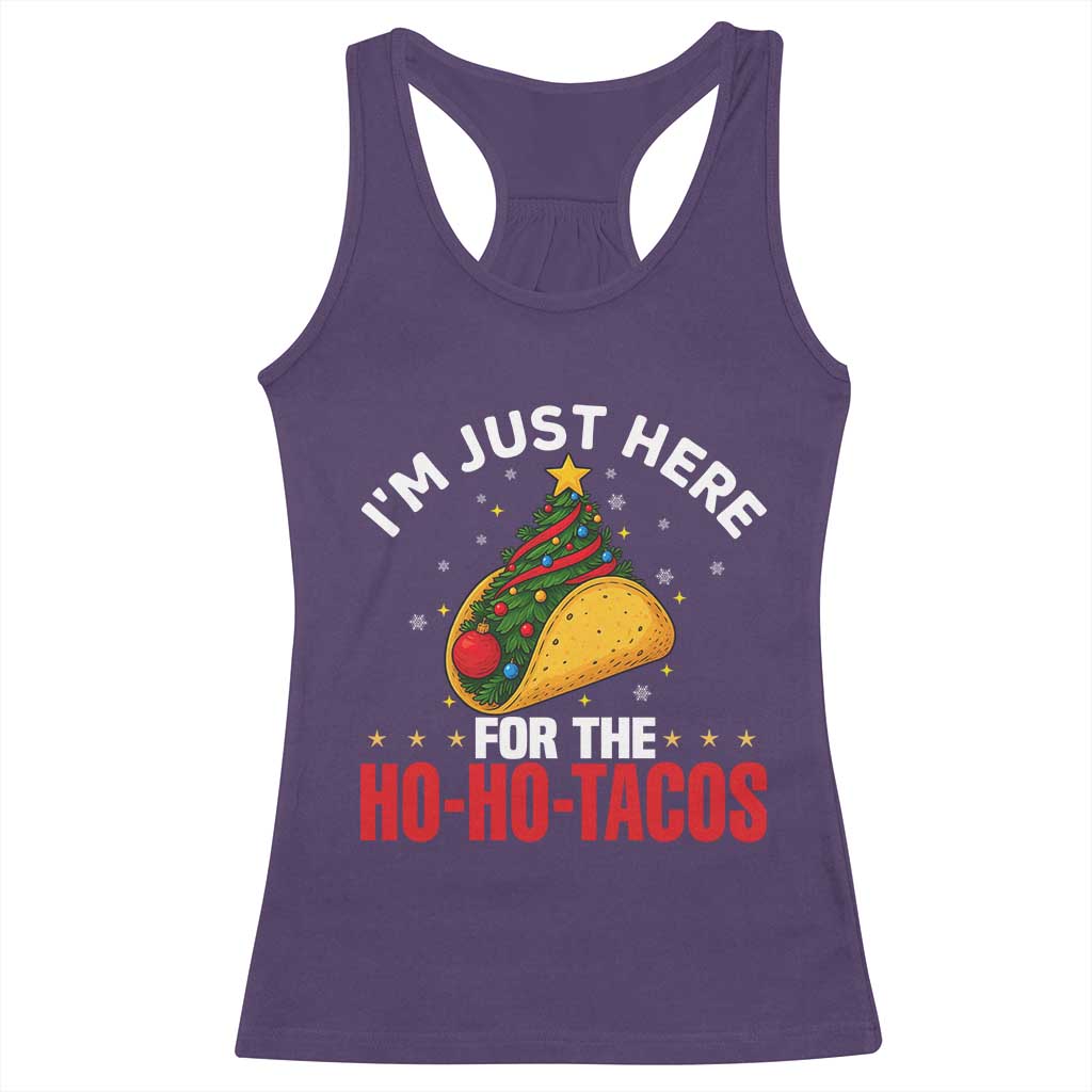 Funny Taco Christmas Racerback Tank Top I Am Just Here For The Ho Ho Tacos TS14 Purple Print Your Wear