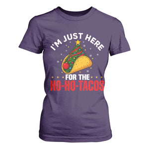 Funny Taco Christmas T Shirt For Women I Am Just Here For The Ho Ho Tacos TS14 Purple Print Your Wear