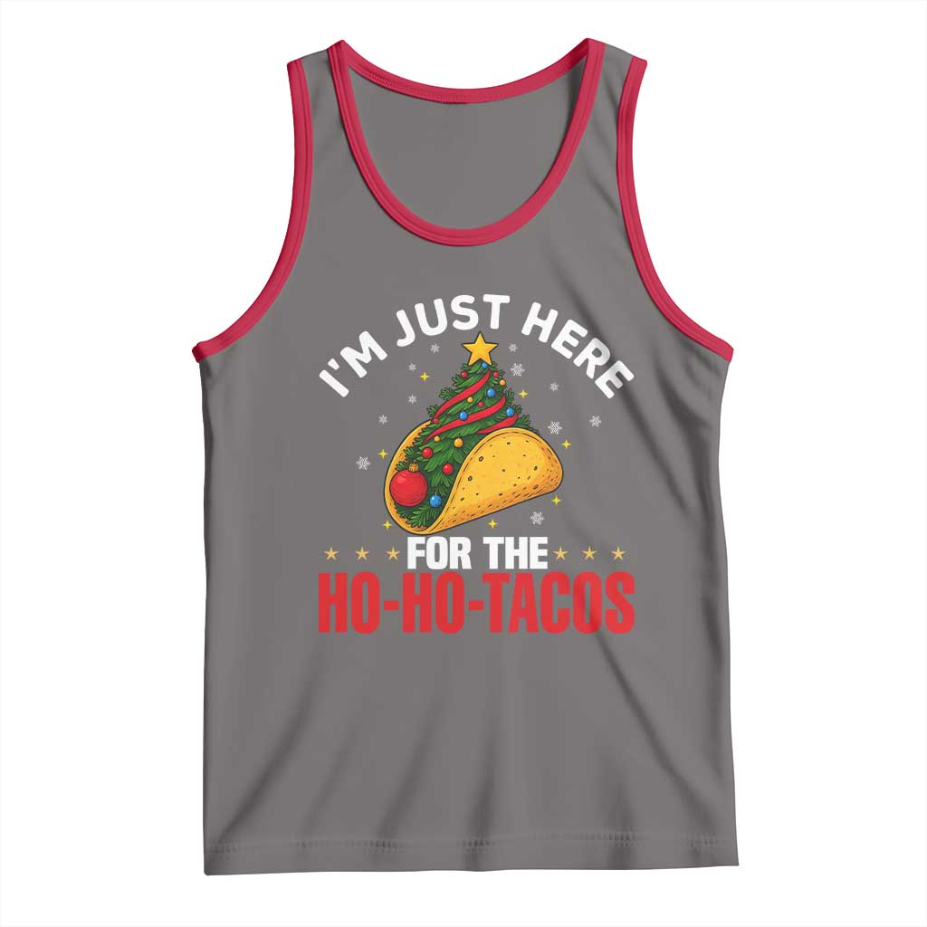 Funny Taco Christmas Tank Top I Am Just Here For The Ho Ho Tacos TS14 Deep Heather Red Print Your Wear