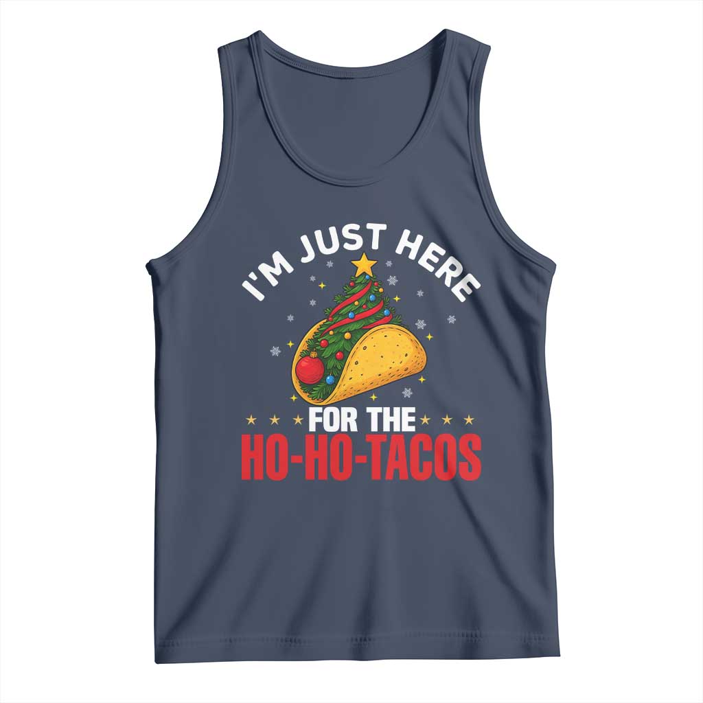 Funny Taco Christmas Tank Top I Am Just Here For The Ho Ho Tacos TS14 Navy Print Your Wear