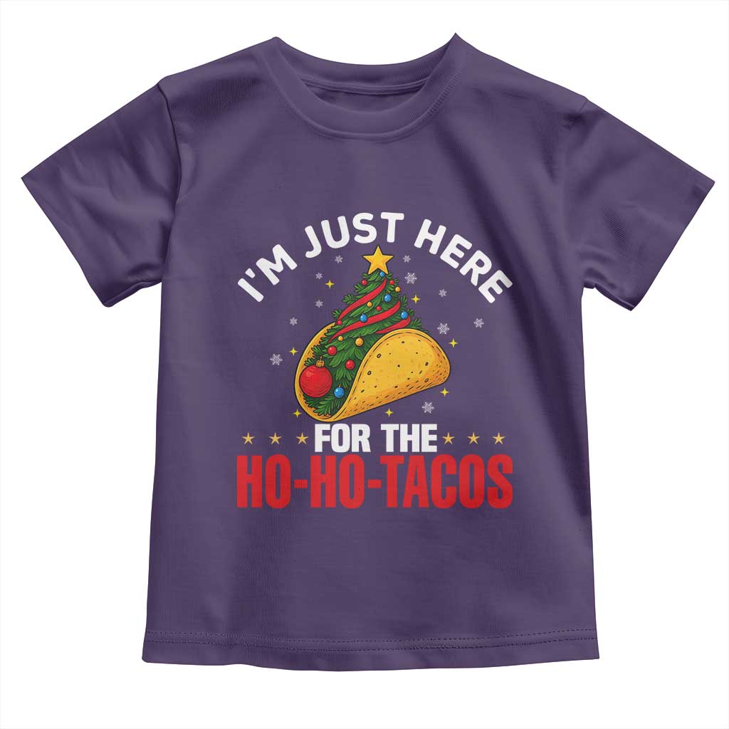 Funny Taco Christmas Toddler T Shirt I Am Just Here For The Ho Ho Tacos TS14 Purple Print Your Wear