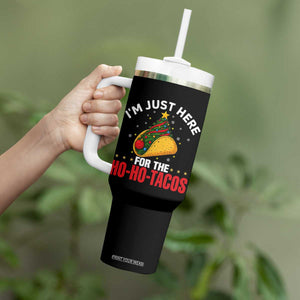 Funny Taco Christmas Tumbler With Handle I Am Just Here For The Ho Ho Tacos - Print Your Wear