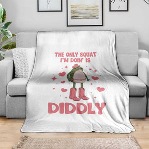 Funny Cowboy Frog Throw Blanket The Only Squat I'm Doin' Is Diddly TS14 Print Your Wear