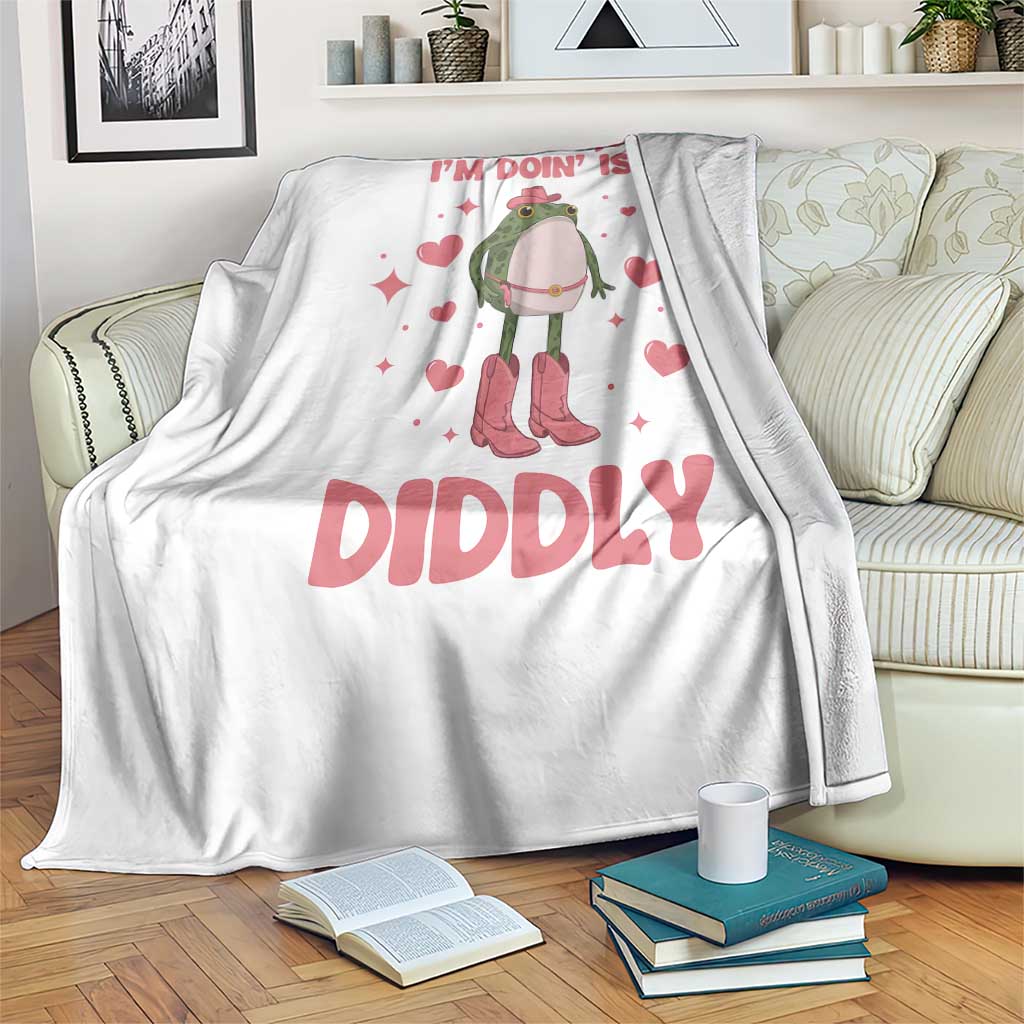 Funny Cowboy Frog Throw Blanket The Only Squat I'm Doin' Is Diddly TS14 Print Your Wear