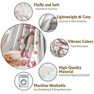 Funny Cowboy Frog Throw Blanket The Only Squat I'm Doin' Is Diddly TS14 Print Your Wear