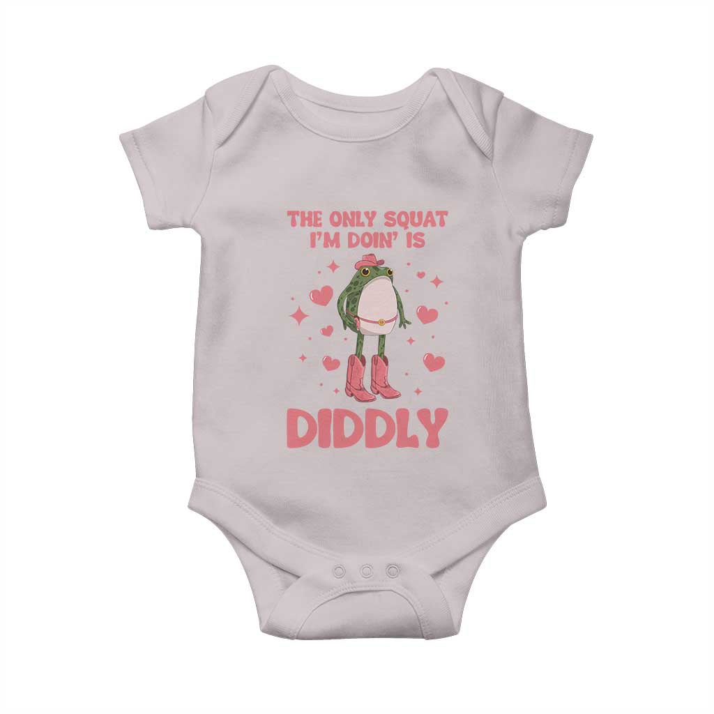 Funny Cowboy Frog Baby Onesie The Only Squat I'm Doin' Is Diddly TS14 Ice Gray Print Your Wear