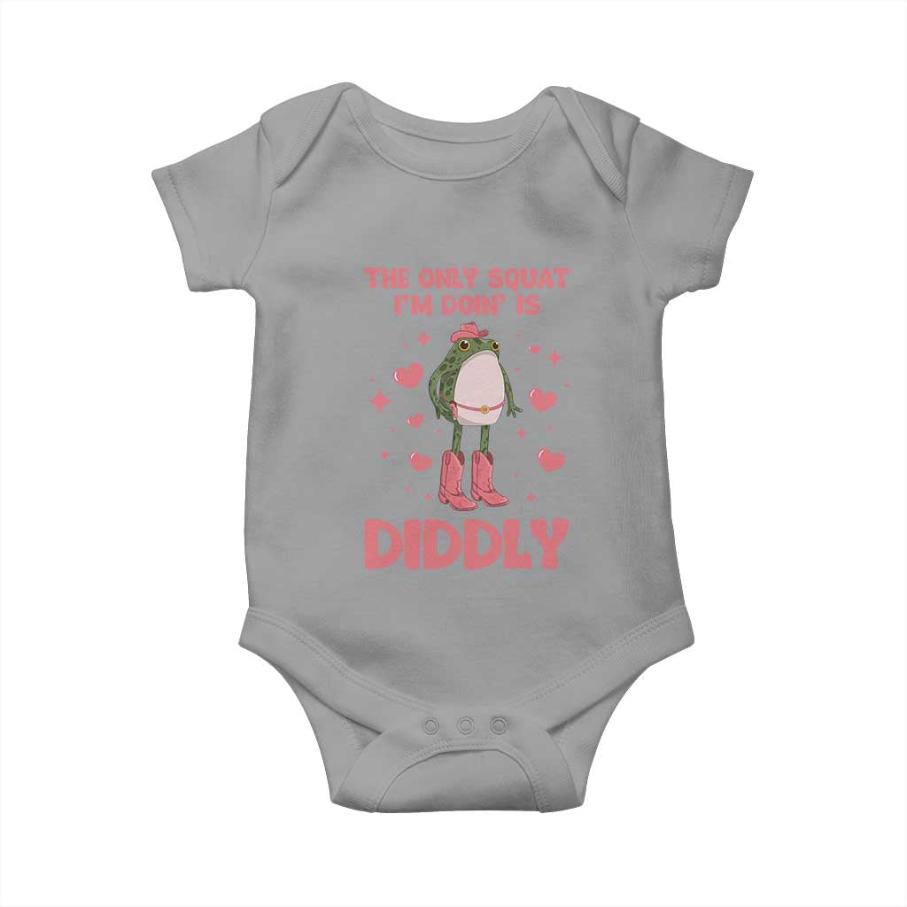 Funny Cowboy Frog Baby Onesie The Only Squat I'm Doin' Is Diddly TS14 Sport Gray Print Your Wear