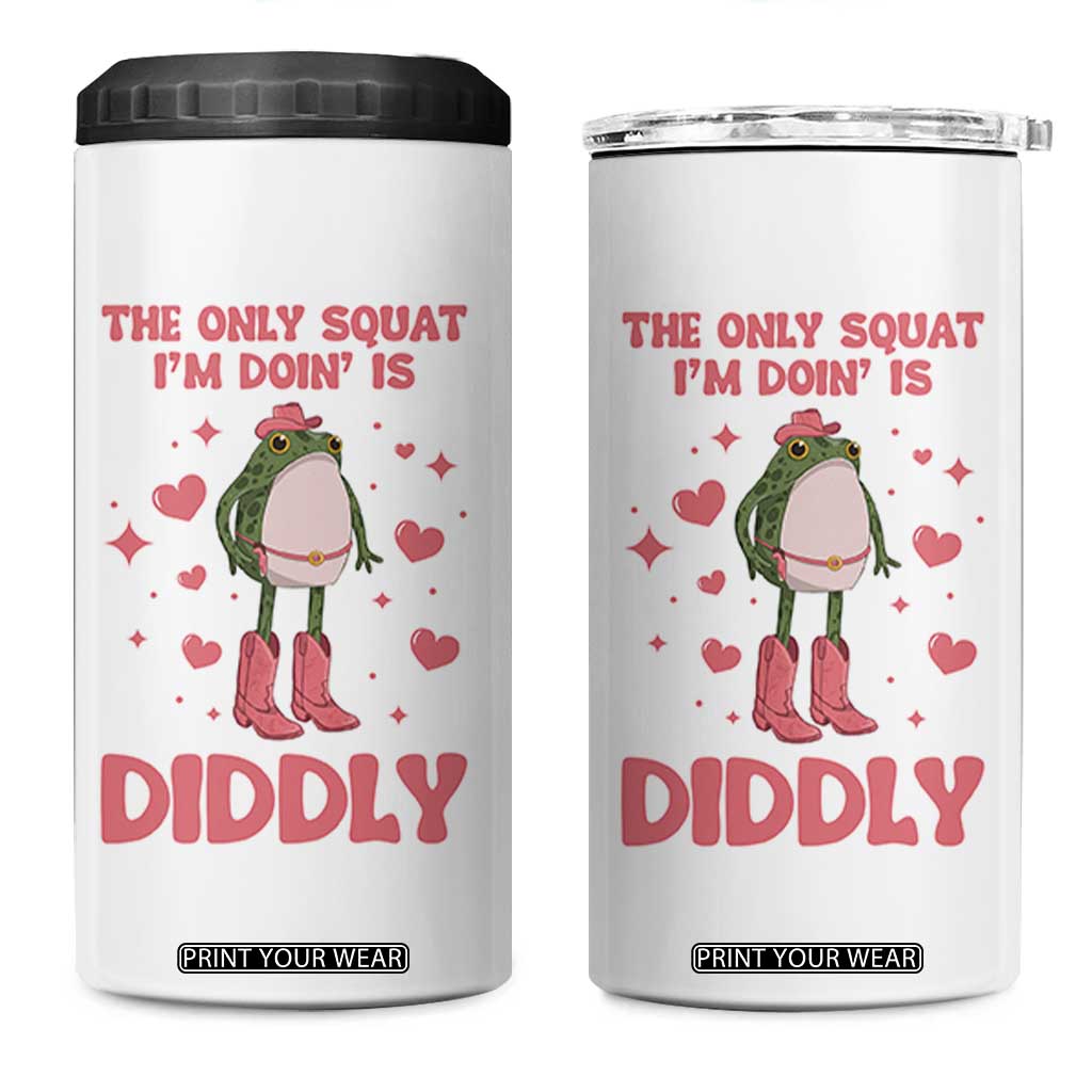 Funny Cowboy Frog 4 in 1 Can Cooler Tumbler The Only Squat I'm Doin' Is Diddly TS14 One Size: 16 oz White Print Your Wear