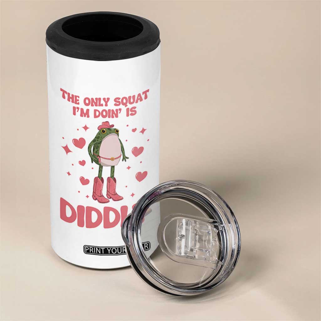 Funny Cowboy Frog 4 in 1 Can Cooler Tumbler The Only Squat I'm Doin' Is Diddly TS14 Print Your Wear