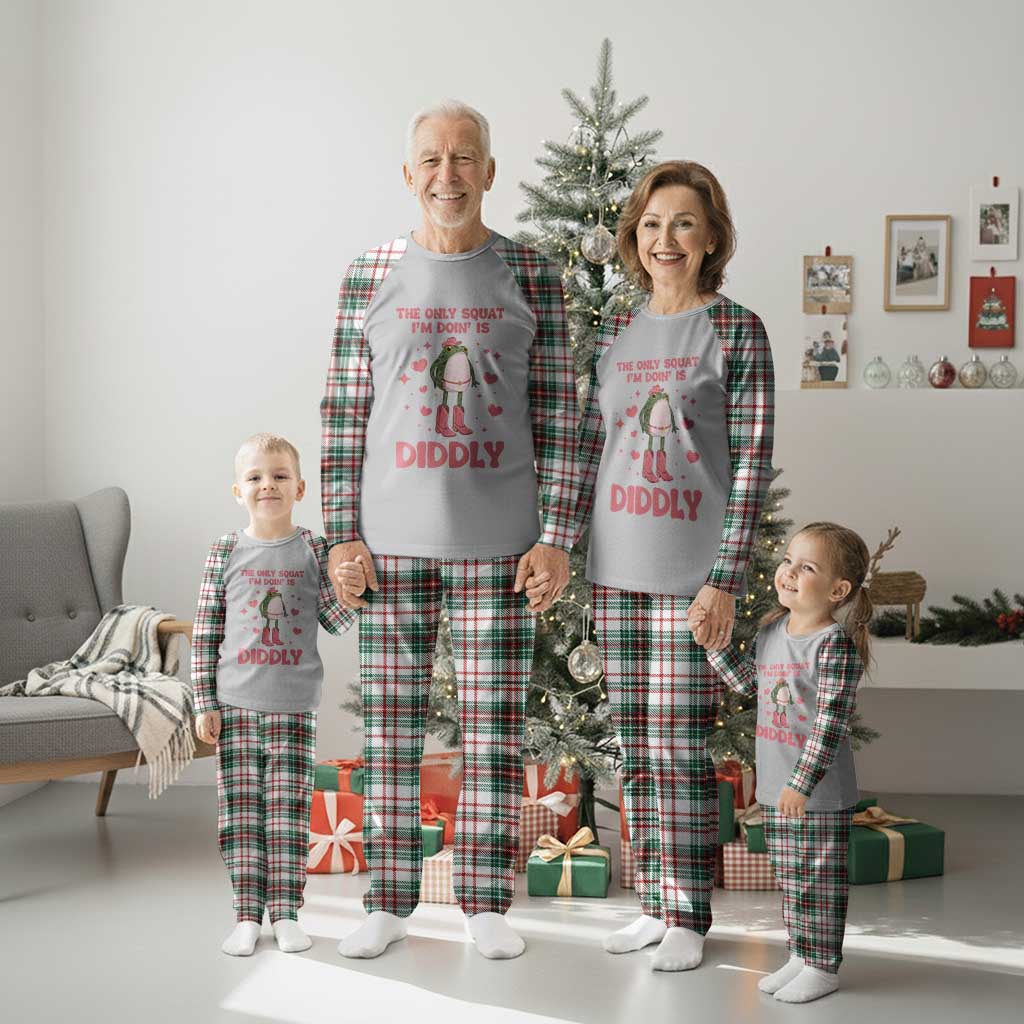 Funny Cowboy Frog Plaid Pajama Set The Only Squat I'm Doin' Is Diddly TS14 Christmas Plaid Print Your Wear