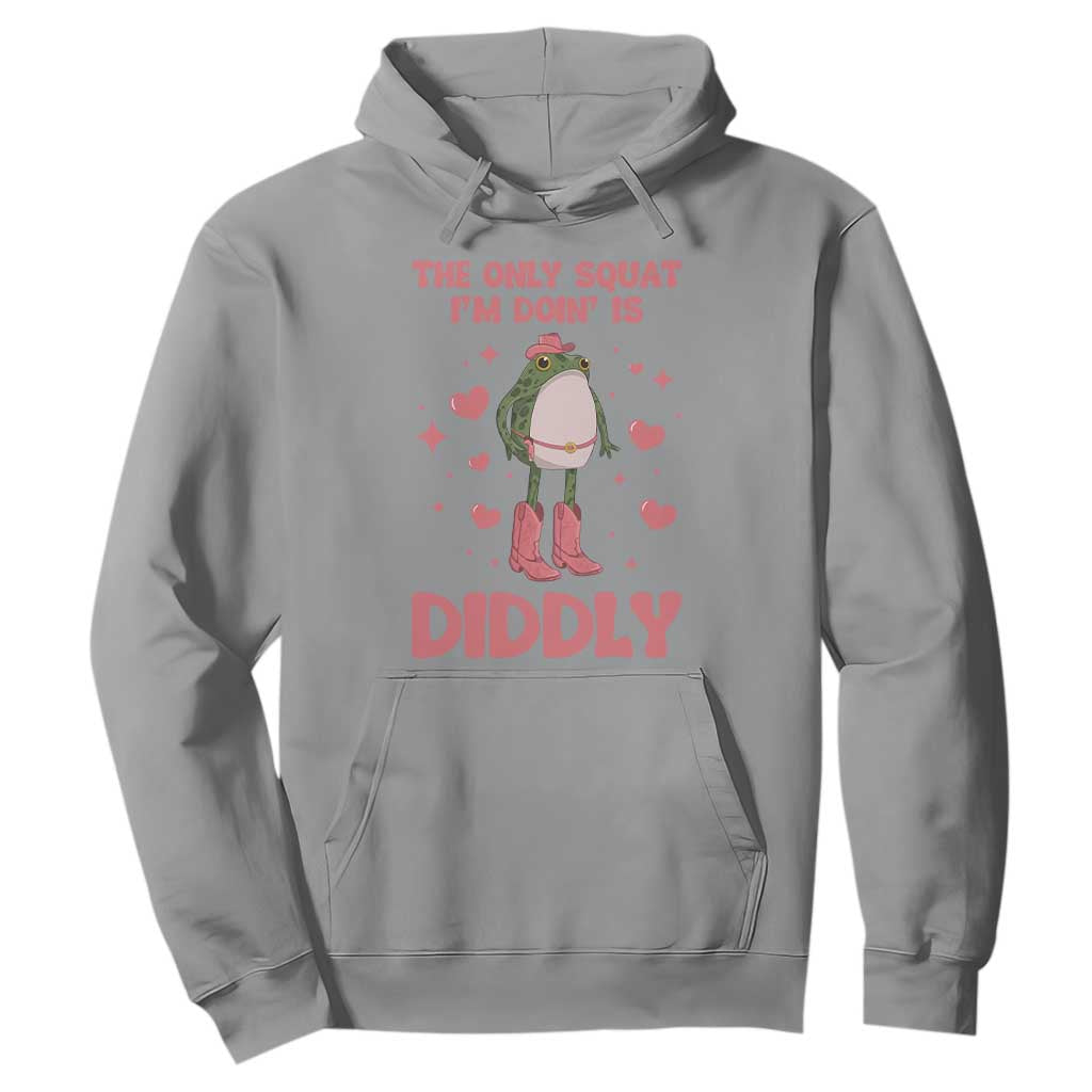Funny Cowboy Frog Hoodie The Only Squat I'm Doin' Is Diddly TS14 Sport Gray Print Your Wear