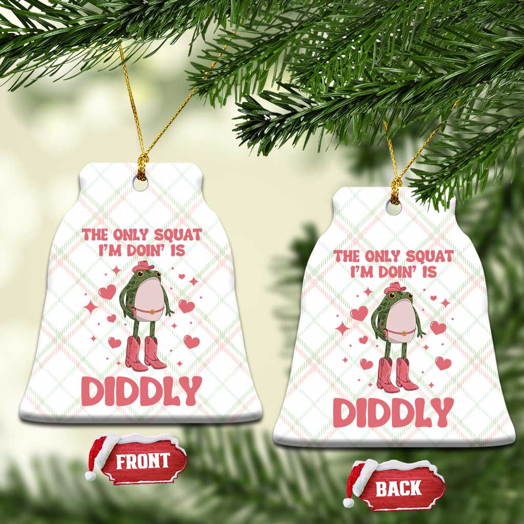 Funny Cowboy Frog Ceramic Ornament The Only Squat I'm Doin' Is Diddly TS14 Print Your Wear