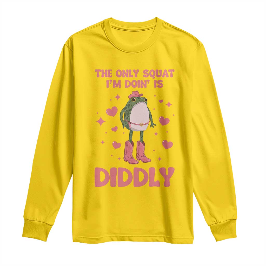 Funny Cowboy Frog Long Sleeve Shirt The Only Squat I'm Doin' Is Diddly TS14 Daisy Print Your Wear