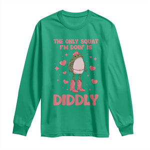 Funny Cowboy Frog Long Sleeve Shirt The Only Squat I'm Doin' Is Diddly TS14 Irish Green Print Your Wear