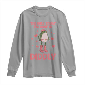 Funny Cowboy Frog Long Sleeve Shirt The Only Squat I'm Doin' Is Diddly TS14 Sport Gray Print Your Wear
