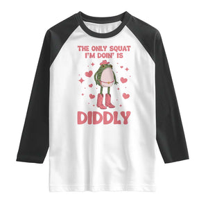 Funny Cowboy Frog Raglan Shirt The Only Squat I'm Doin' Is Diddly TS14 White Black Print Your Wear