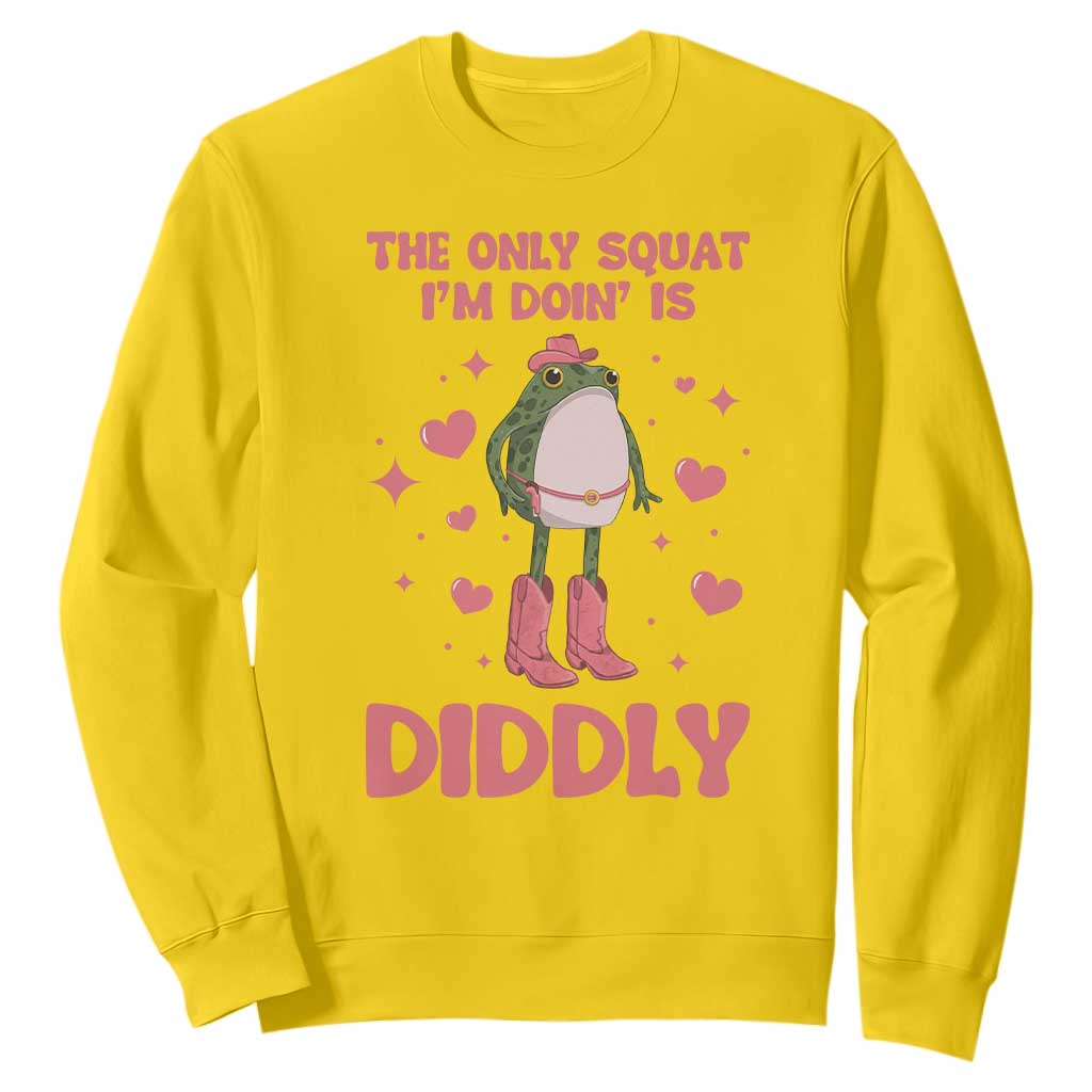 Funny Cowboy Frog Sweatshirt The Only Squat I'm Doin' Is Diddly TS14 Daisy Print Your Wear