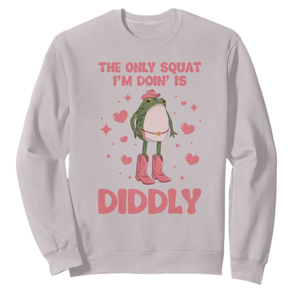 Funny Cowboy Frog Sweatshirt The Only Squat I'm Doin' Is Diddly TS14 Ice Gray Print Your Wear