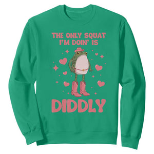 Funny Cowboy Frog Sweatshirt The Only Squat I'm Doin' Is Diddly TS14 Irish Green Print Your Wear