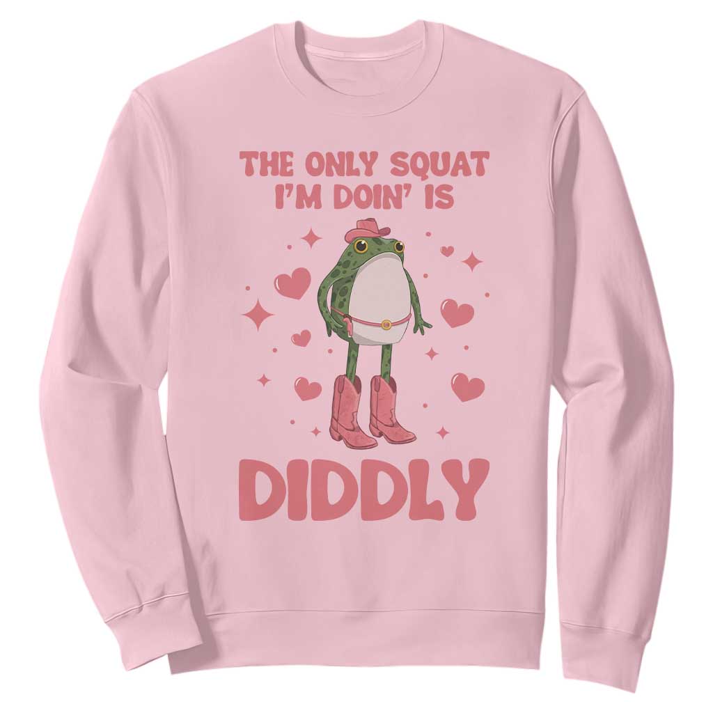 Funny Cowboy Frog Sweatshirt The Only Squat I'm Doin' Is Diddly TS14 Light Pink Print Your Wear