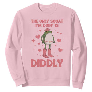 Funny Cowboy Frog Sweatshirt The Only Squat I'm Doin' Is Diddly TS14 Light Pink Print Your Wear