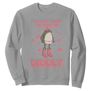 Funny Cowboy Frog Sweatshirt The Only Squat I'm Doin' Is Diddly TS14 Sport Gray Print Your Wear
