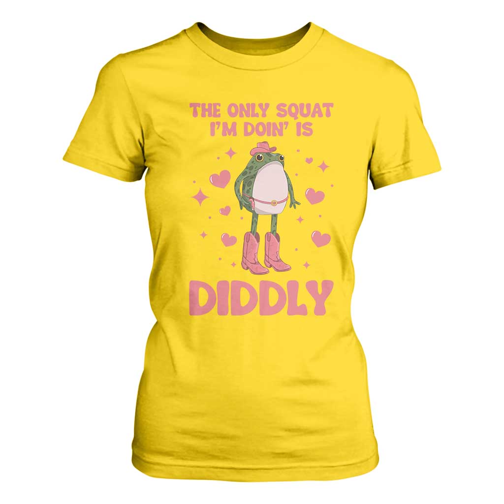 Funny Cowboy Frog T Shirt For Women The Only Squat I'm Doin' Is Diddly TS14 Daisy Print Your Wear