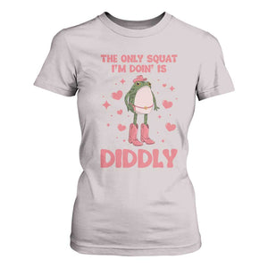 Funny Cowboy Frog T Shirt For Women The Only Squat I'm Doin' Is Diddly TS14 Ice Gray Print Your Wear