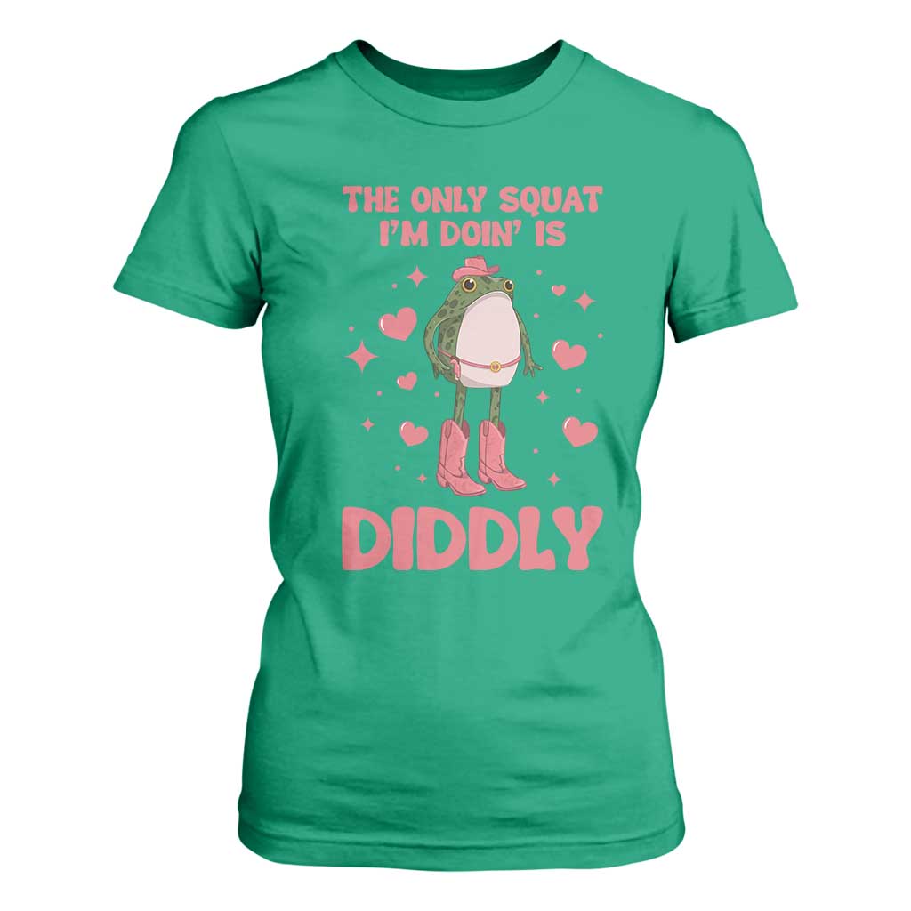 Funny Cowboy Frog T Shirt For Women The Only Squat I'm Doin' Is Diddly TS14 Irish Green Print Your Wear