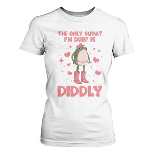 Funny Cowboy Frog T Shirt For Women The Only Squat I'm Doin' Is Diddly TS14 White Print Your Wear