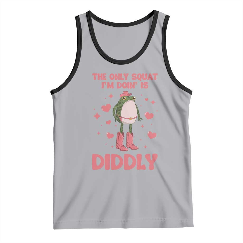 Funny Cowboy Frog Tank Top The Only Squat I'm Doin' Is Diddly TS14 Athletic Heather Black Print Your Wear