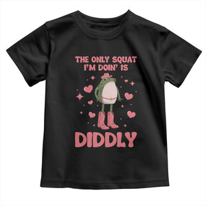 Funny Cowboy Frog Toddler T Shirt The Only Squat I'm Doin' Is Diddly TS14 Black Print Your Wear