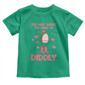 Funny Cowboy Frog Toddler T Shirt The Only Squat I'm Doin' Is Diddly TS14 Irish Green Print Your Wear