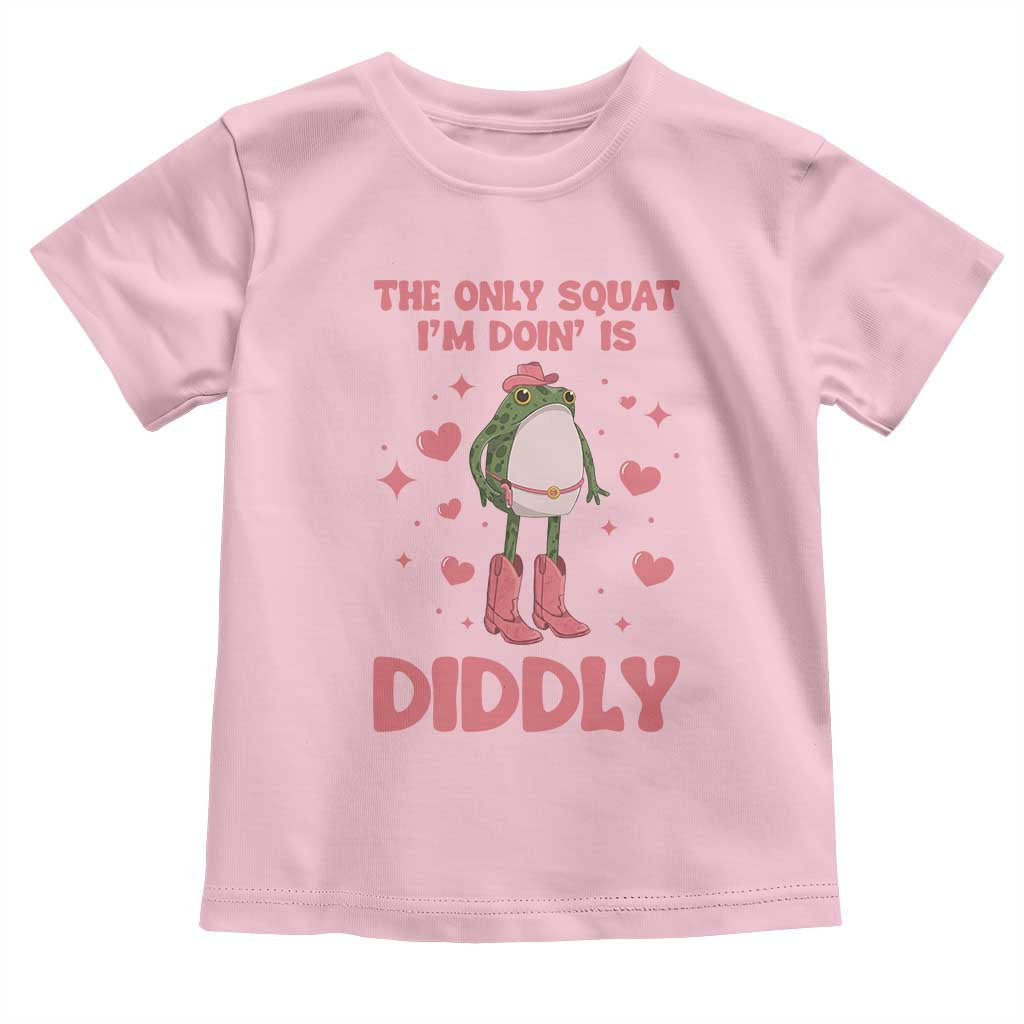 Funny Cowboy Frog Toddler T Shirt The Only Squat I'm Doin' Is Diddly TS14 Light Pink Print Your Wear