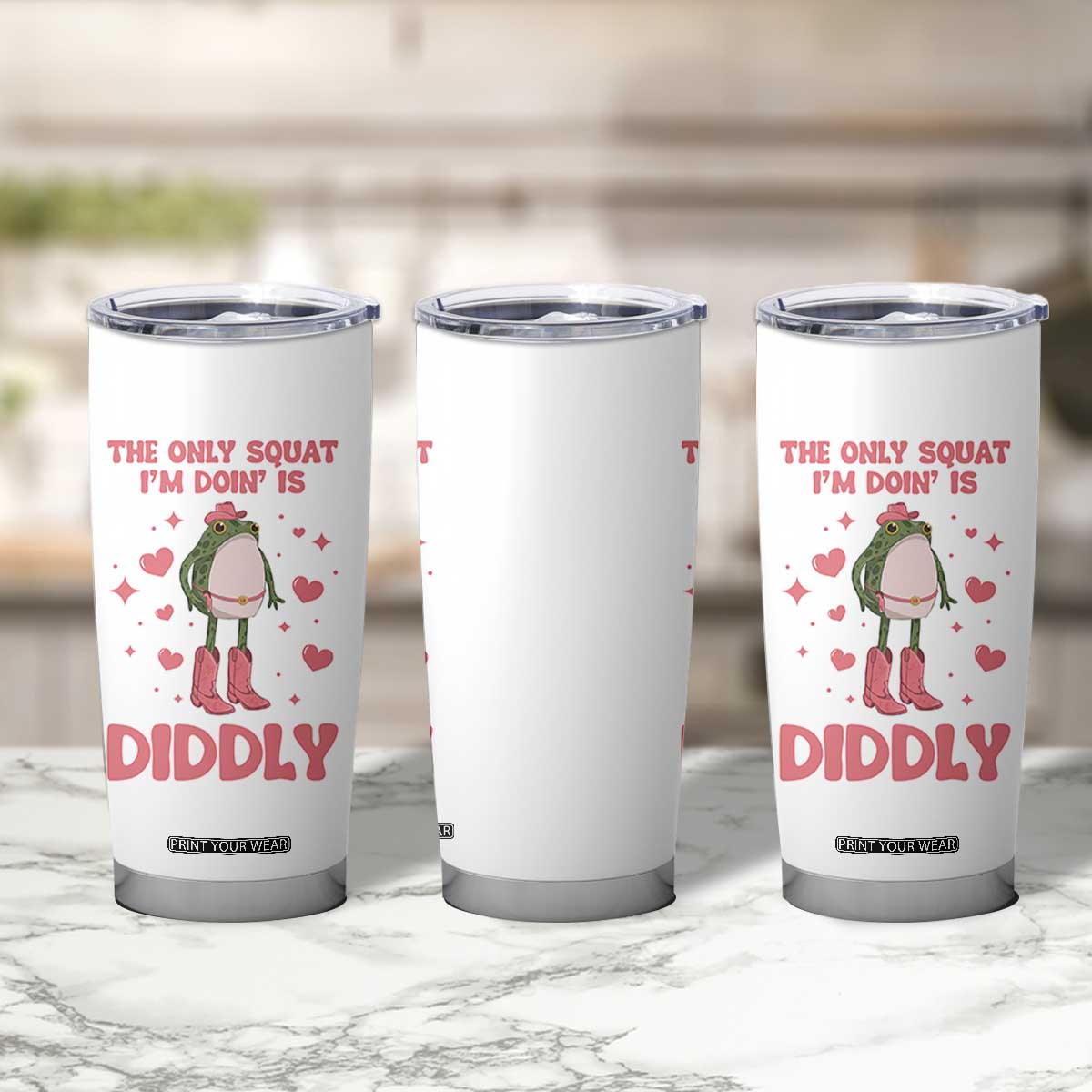 Funny Cowboy Frog Tumbler Cup The Only Squat I'm Doin' Is Diddly TS14 Print Your Wear
