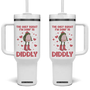 Funny Cowboy Frog Tumbler With Handle The Only Squat I'm Doin' Is Diddly TS14 One Size: 40 oz White Print Your Wear