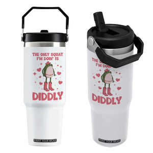 Funny Cowboy Frog Flip Straw Tumbler The Only Squat I'm Doin' Is Diddly TS14 One Size: 30 oz White Print Your Wear