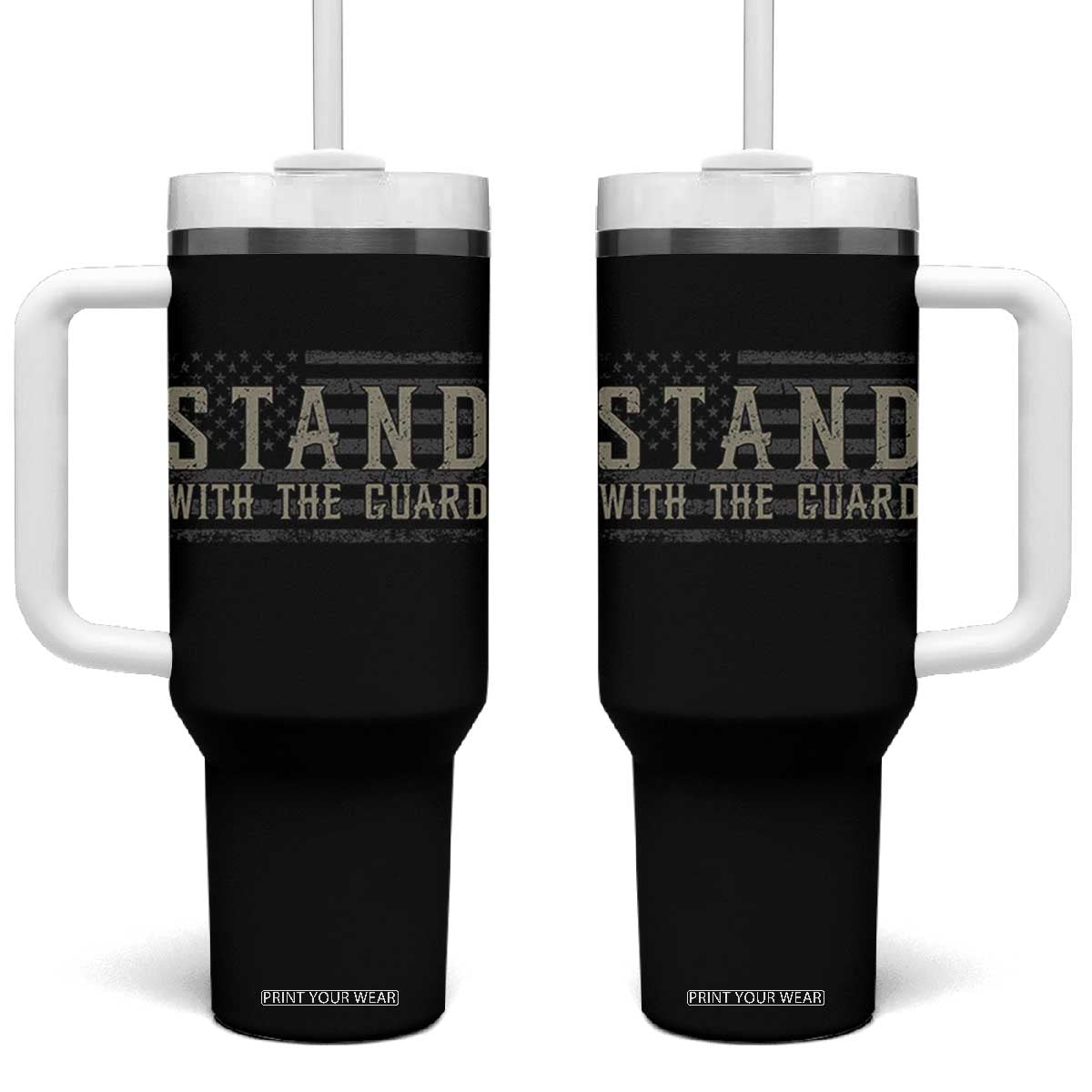 Stand With The Guard Tumbler With Handle DC Guardsmen TS14 One Size: 40 oz Black Print Your Wear