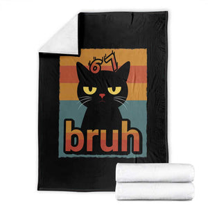 67 Six Seven Bruh Cat Meme Throw Blanket Cute Black Cat Funny Saying TS14 Black Print Your Wear