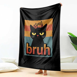 67 Six Seven Bruh Cat Meme Throw Blanket Cute Black Cat Funny Saying TS14 Print Your Wear