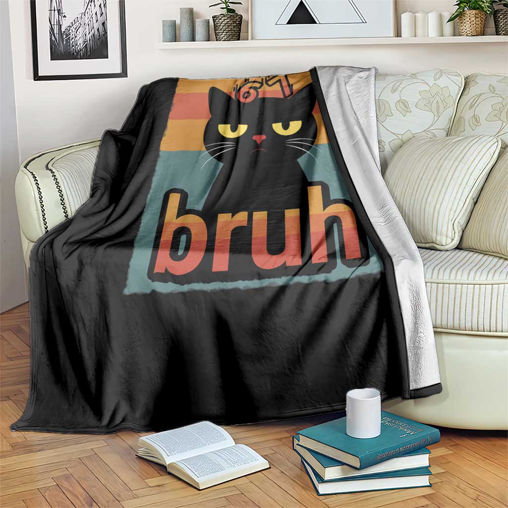 67 Six Seven Bruh Cat Meme Throw Blanket Cute Black Cat Funny Saying TS14 Print Your Wear